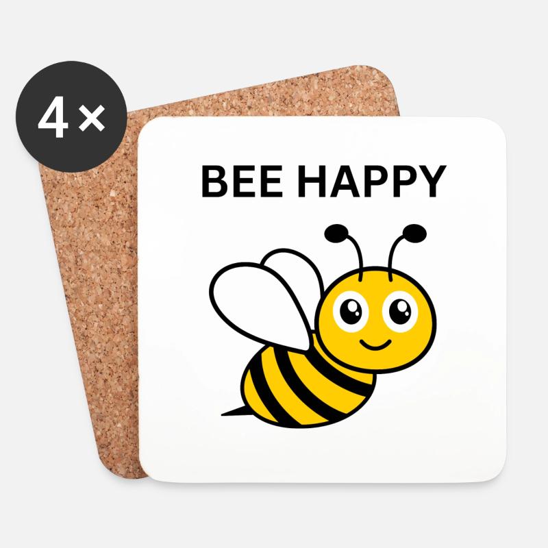 BEE HAPPY - Untersetzer (4er-Set) - Weiß