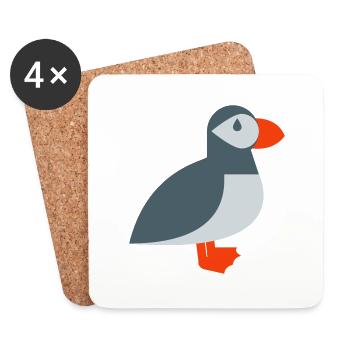 Oiseau macareux - Dessous de verre (lot de 4) - blanc - Devant