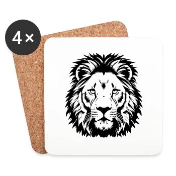 Prächtiger Löwenkopf in Schwarz-Weiß - Untersetzer (4er-Set) - Weiß - Vorne