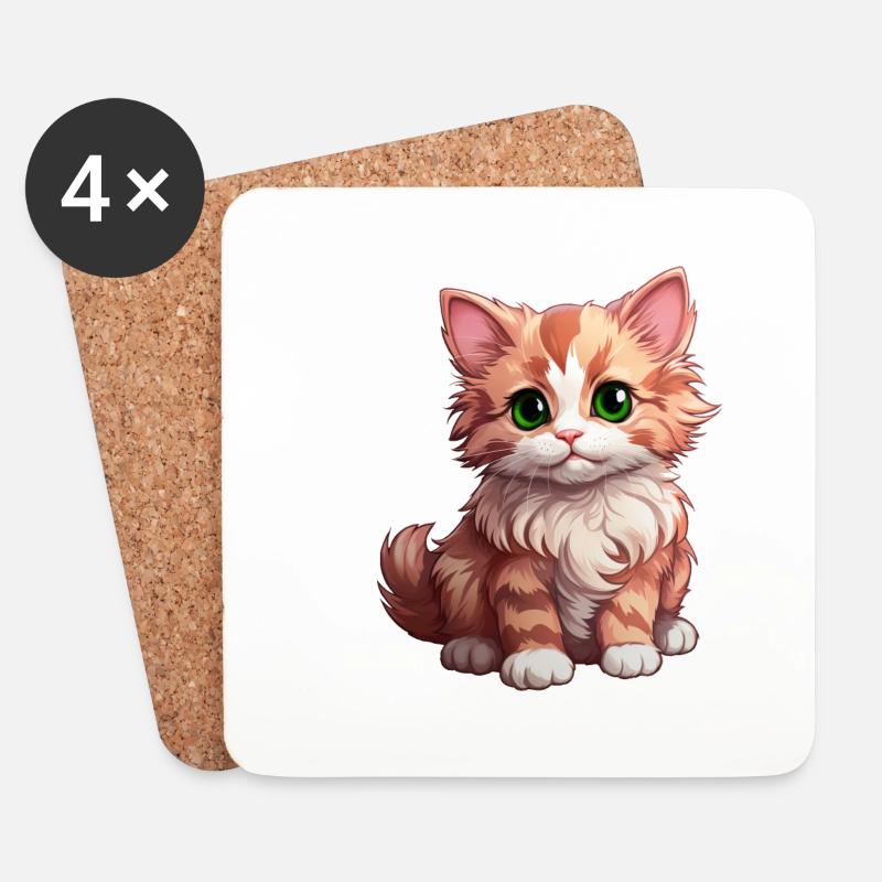 Katze braun mit grünen augen - Untersetzer (4er-Set) - Weiß