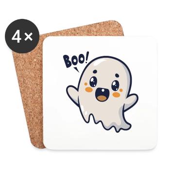 Spooky Cute Kawaii Ghost Design – Boo - Coasters (set of 4) - white - Front