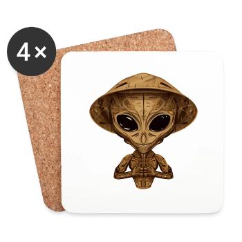 Außerirdisches Alien-Design mit Herbstholz und Bau - Untersetzer (4er-Set) - Weiß - Vorne