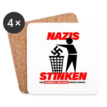 2023 05 shirt nzs stinken back schwarz rot Druck - Untersetzer (4er-Set) - Weiß - Vorne