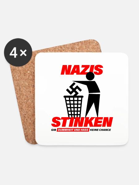 2023 05 shirt nzs stinken back schwarz rot Druck - Untersetzer (4er-Set) - Weiß