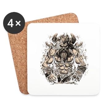 Nordic scandinavia retro viking mystical mythology - Coasters (set of 4) - white - Front