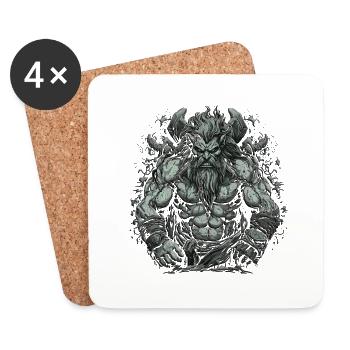 Nordic scandinavia retro viking mystical mythology - Coasters (set of 4) - white - Front
