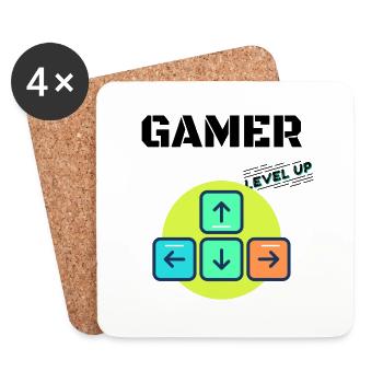 Gamer Level Up - Untersetzer (4er-Set) - Weiß - Vorne