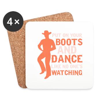 Mettez vos bottes et dansez ligne de musique country Dan - Dessous de verre (lot de 4) - blanc - Devant