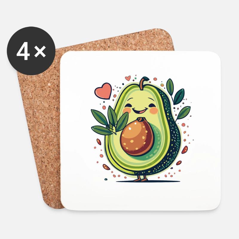 Avocado - Untersetzer (4er-Set) - Weiß