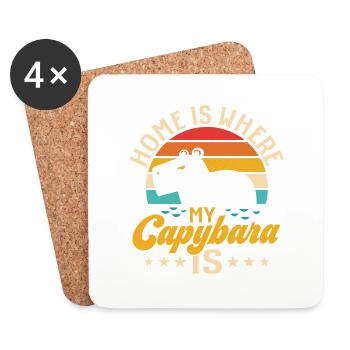 Home Is Where My Capybara Is Capibara Owner Mammal - Coasters (set of 4) - white - Front