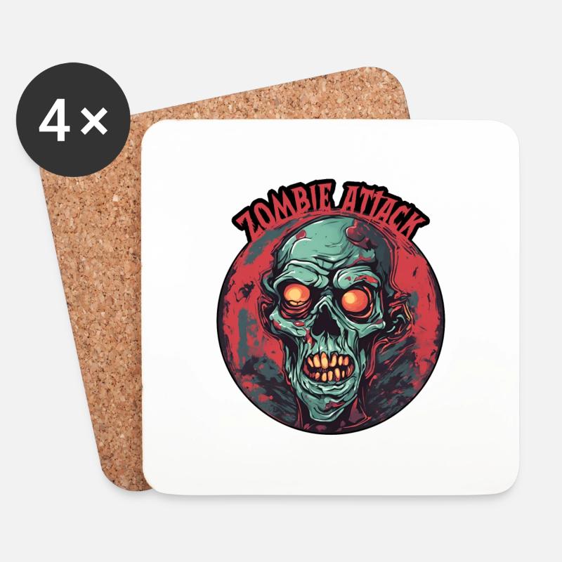 Zombie / Apocalypse /Untot / Horror / Virus / Logo - Untersetzer (4er-Set) - Weiß