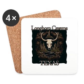 USA Urlaub in Texas: Longhorn-Höhlen - Untersetzer (4er-Set) - Weiß - Vorne