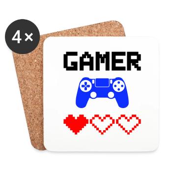 gamer hearts - Untersetzer (4er-Set) - Weiß - Vorne