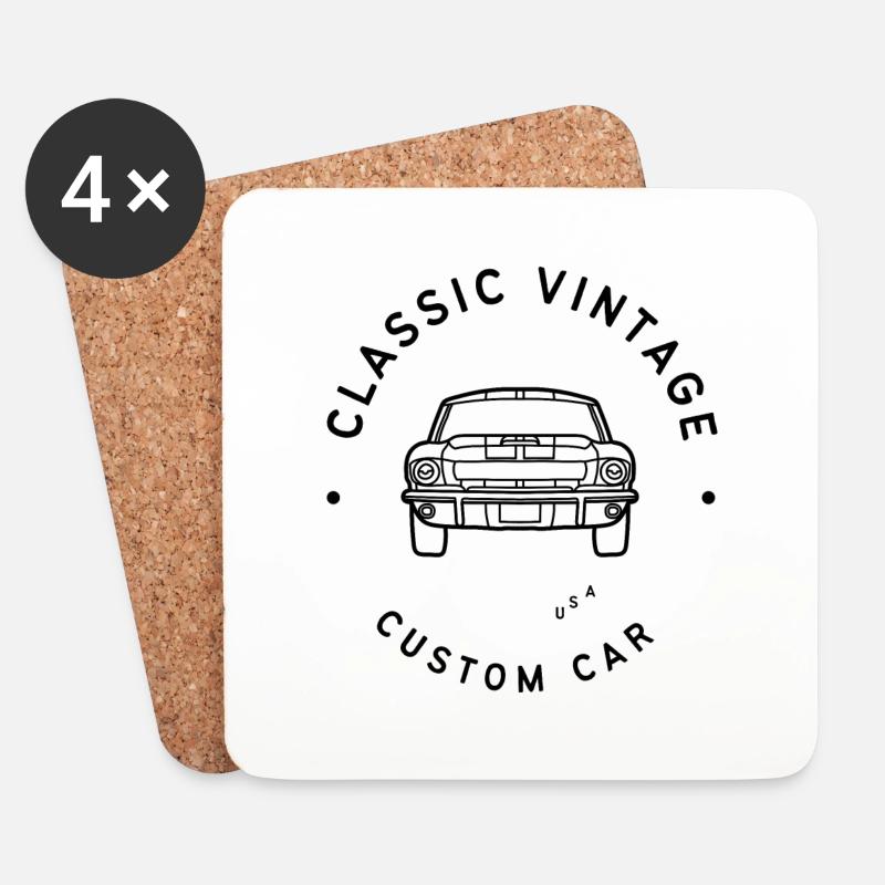 Classic Vintage Custom Car - Untersetzer (4er-Set) - Weiß