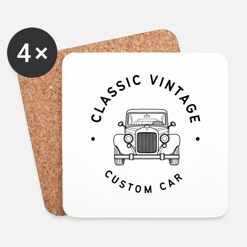 Classic Vintage Custom Car - Untersetzer (4er-Set) - Weiß