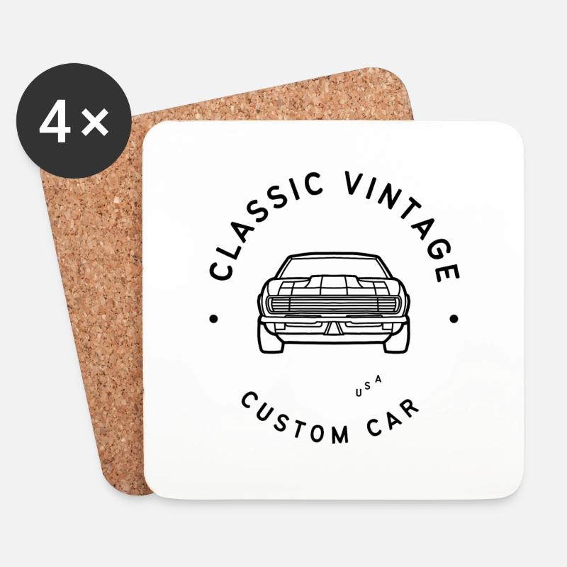 Classic Vintage Custom Car - Untersetzer (4er-Set) - Weiß