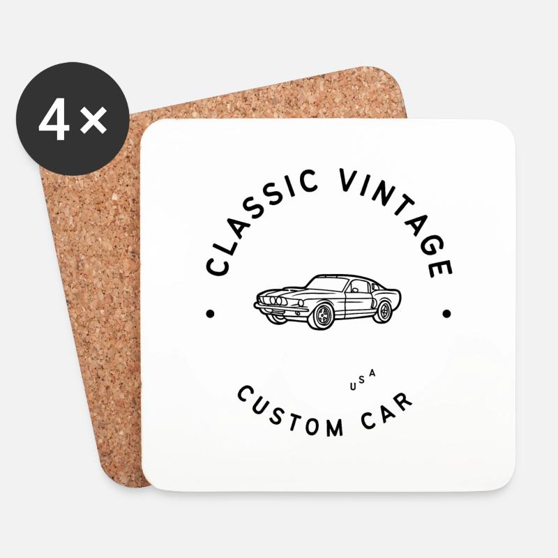 Classic Custom Vintage Car - Untersetzer (4er-Set) - Weiß