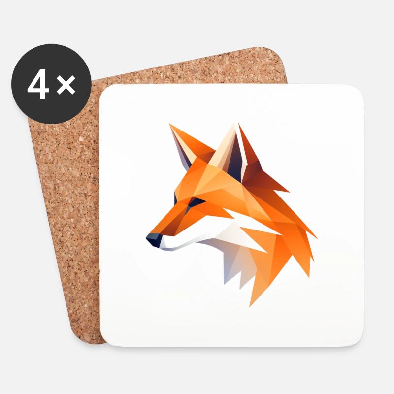 Fuchs Kopf Low Poly Logo Design - Untersetzer (4er-Set) - Weiß