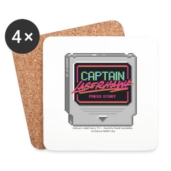 Captain Laserhawk Game Card Design Press Start - Coasters (set of 4) - white - Front