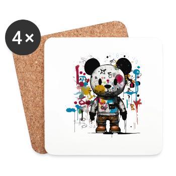 Bear-y Stylish: Ein zeitgenössischer künstlerischer Twist. - Untersetzer (4er-Set) - Weiß - Vorne