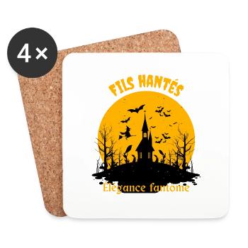 Élégance Fantôme: Fils Hanté - Dessous de verre (lot de 4) - blanc - Devant