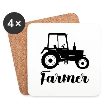 traktor farmer - Untersetzer (4er-Set) - Weiß - Vorne
