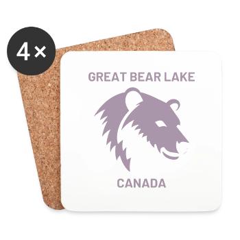 Great Bear Lake Silhouette Design - Vacation in Cana - Coasters (set of 4) - white - Front