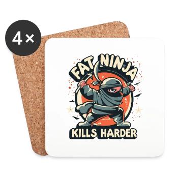 Fat ninja kills harder - Coasters (set of 4) - white - Front