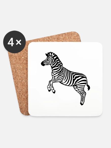 zebra Botswana Zèbre des plaines - Glasbrikker (sæt med 4 stk.) - hvid