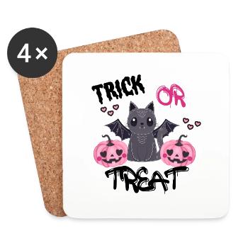 trick or treat Halloween Design - Vampire Cat - Coasters (set of 4) - white - Front