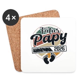 Futur Papy 2026 Cadeau annonce grossesse Homme - Dessous de verre (lot de 4) - blanc - Devant