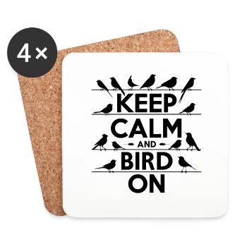"reste calme et regarde les oiseaux" slogan simple - Dessous de verre (lot de 4) - blanc - Devant