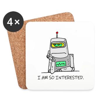 Interessierter Roboter lustig launisch gelangweilt Cartoon Witz - Untersetzer (4er-Set) - Weiß - Vorne