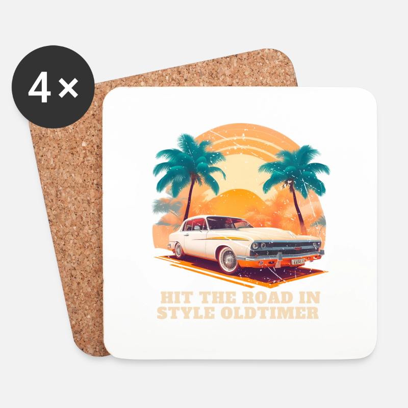 Oldtimer stile - Untersetzer (4er-Set) - Weiß
