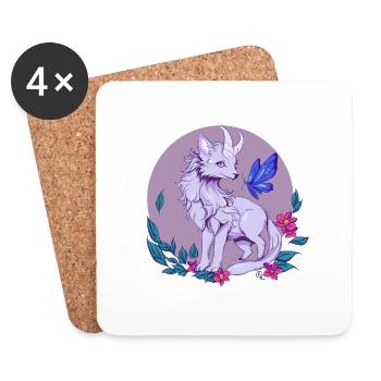 Floraler Fuchs - Untersetzer (4er-Set) - Weiß - Vorne