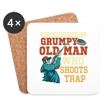 Never Underestimate A Grumpy Old Man Who Shoots Tr - Coasters (set of 4) - white - Front