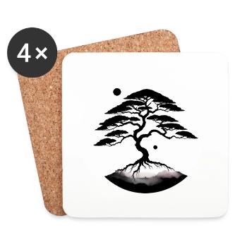 Bonsaï : unique et mystérieux - Dessous de verre (lot de 4) - blanc - Devant