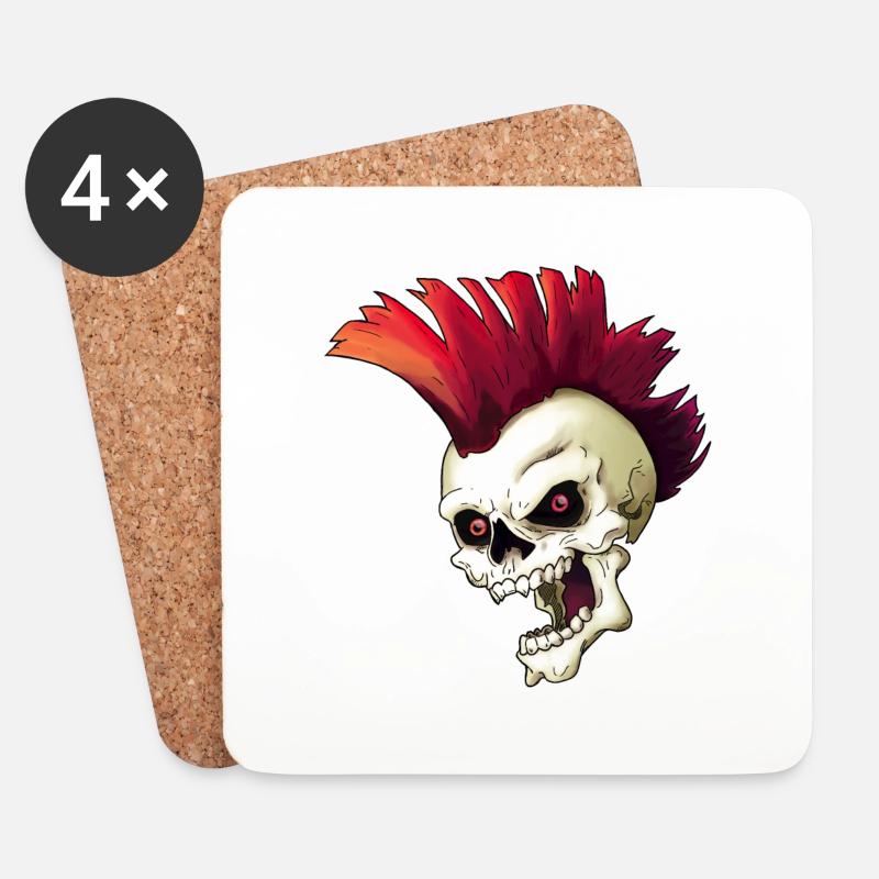 Punk Skull - Untersetzer (4er-Set) - Weiß