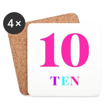 Ten-10th Anniversary - Coasters (set of 4) - white - Front