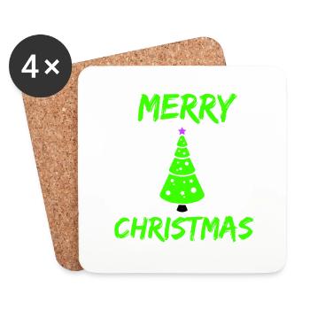 Merry Christmas - Coasters (set of 4) - white - Front