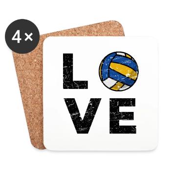 Liebe Volleyball - Untersetzer (4er-Set) - Weiß - Vorne