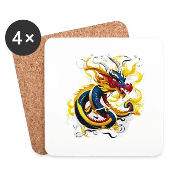 Chinese Dragon (Artwork Collection) - Coasters (set of 4) - white - Front