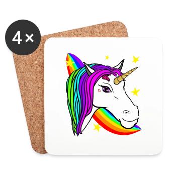 Unicorn and rainbow - Coasters (set of 4) - white - Front