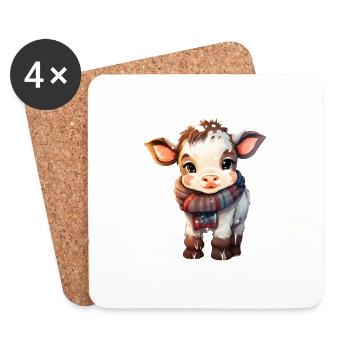 veau doux en hiver - Dessous de verre (lot de 4) - blanc - Devant