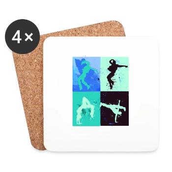 Tänzerin, tanzen, illustration, Tänzer, Graffiti - Untersetzer (4er-Set) - Weiß - Vorne