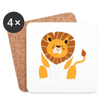 Reste heureux Lion - Dessous de verre (lot de 4) - blanc - Devant