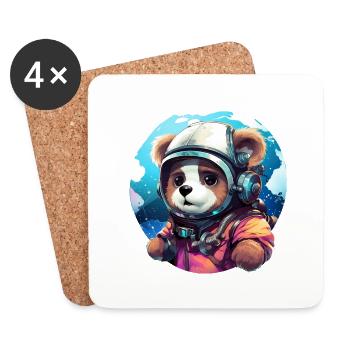 Süßer Bär im Astronauten Style. Bären Outfit - Untersetzer (4er-Set) - Weiß - Vorne