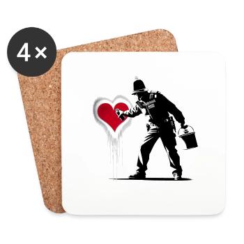 Art de rue policier - Dessous de verre (lot de 4) - blanc - Devant