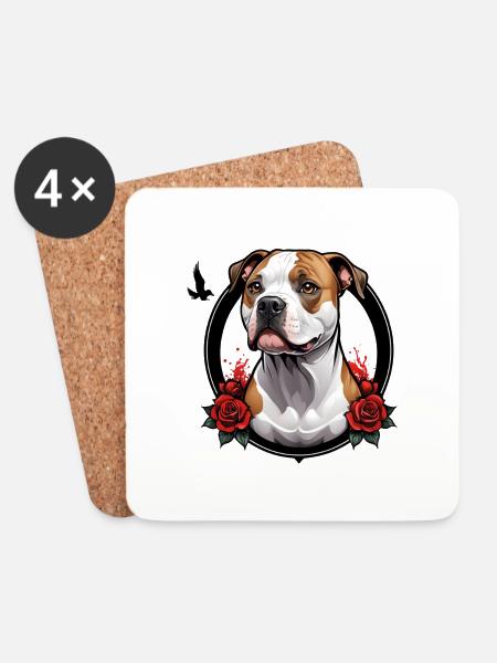 American Staffordshire - Untersetzer (4er-Set) - Weiß