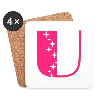Letter U Glitter - Coasters (set of 4) - white - Front